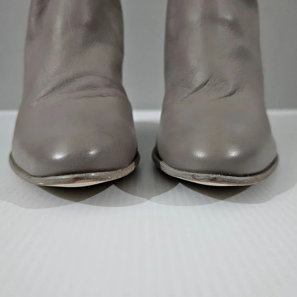 Chocolat Blu Boston Ankle Boot Womens EU 38 Taupe Gray Leather Block Heel Fall - Picture 5 of 16